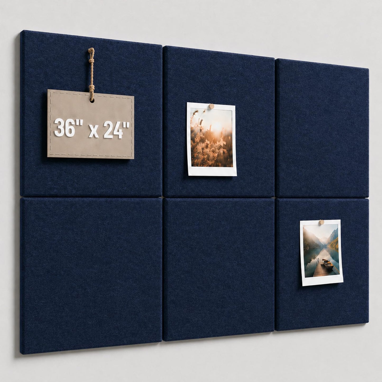 Baysola Felt Bulletin Board Panels 36 x 24 Inch Self Adhesive Wall Tiles Cork Board Alternative for Office Classroom Photos Notes 6 Pack