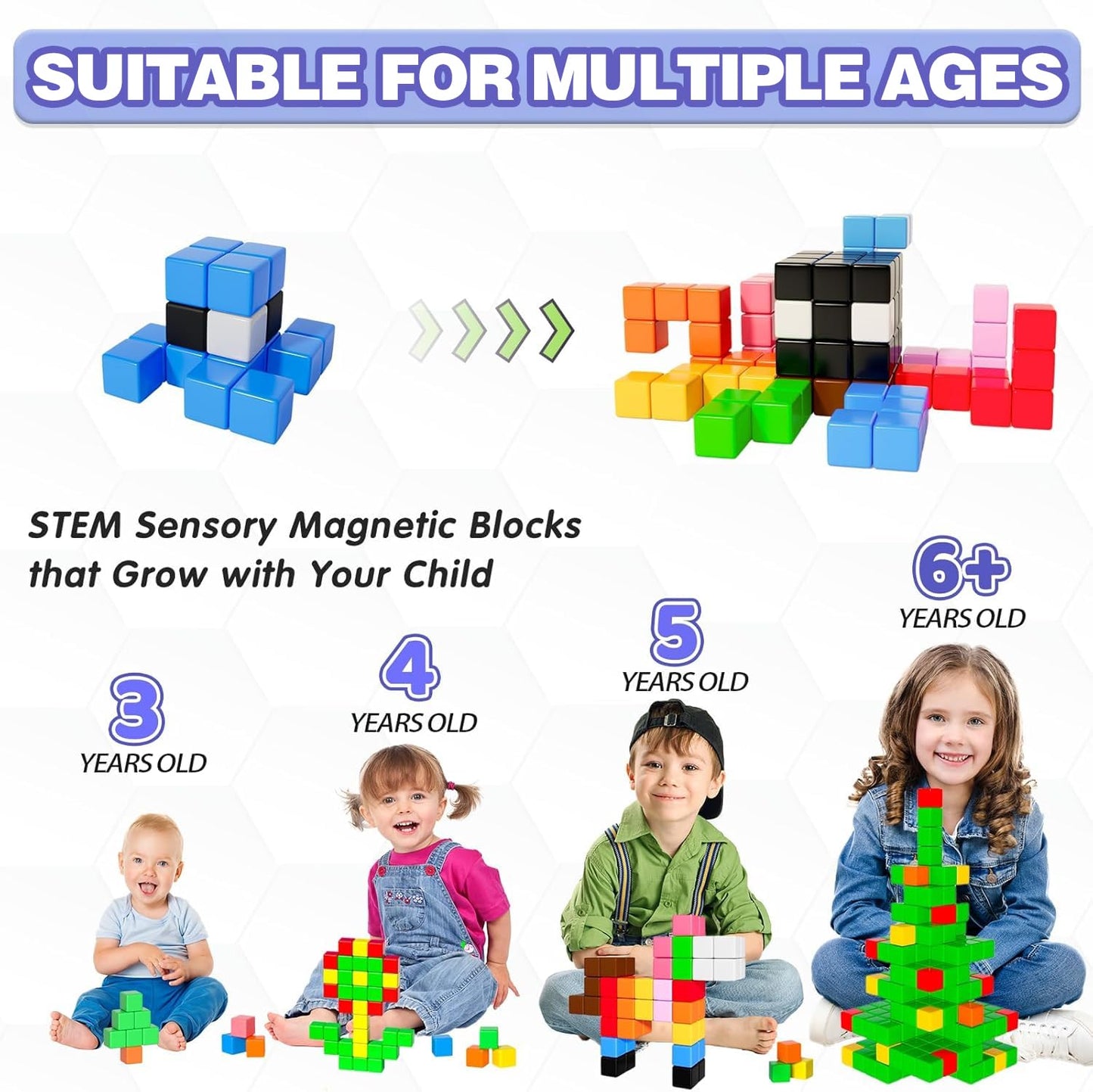 Apluses Magnetic Blocks, Magnet Building Toys for Toddlers, Preschool Sensory Autism STEM Toys for 3+ Year Old Boys & Girls, Magnetic Cubes as for Kids Ages 3-5 4-8