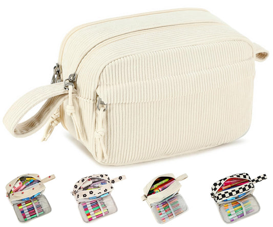 Bluboon Large Capacity Pencil Case Pencil Pouch Pen Case School Supplies Cute Corduroy Pencil Box Pencil Bag for Teen Girls Boys Women Mens Makeup Bag (Beige A)