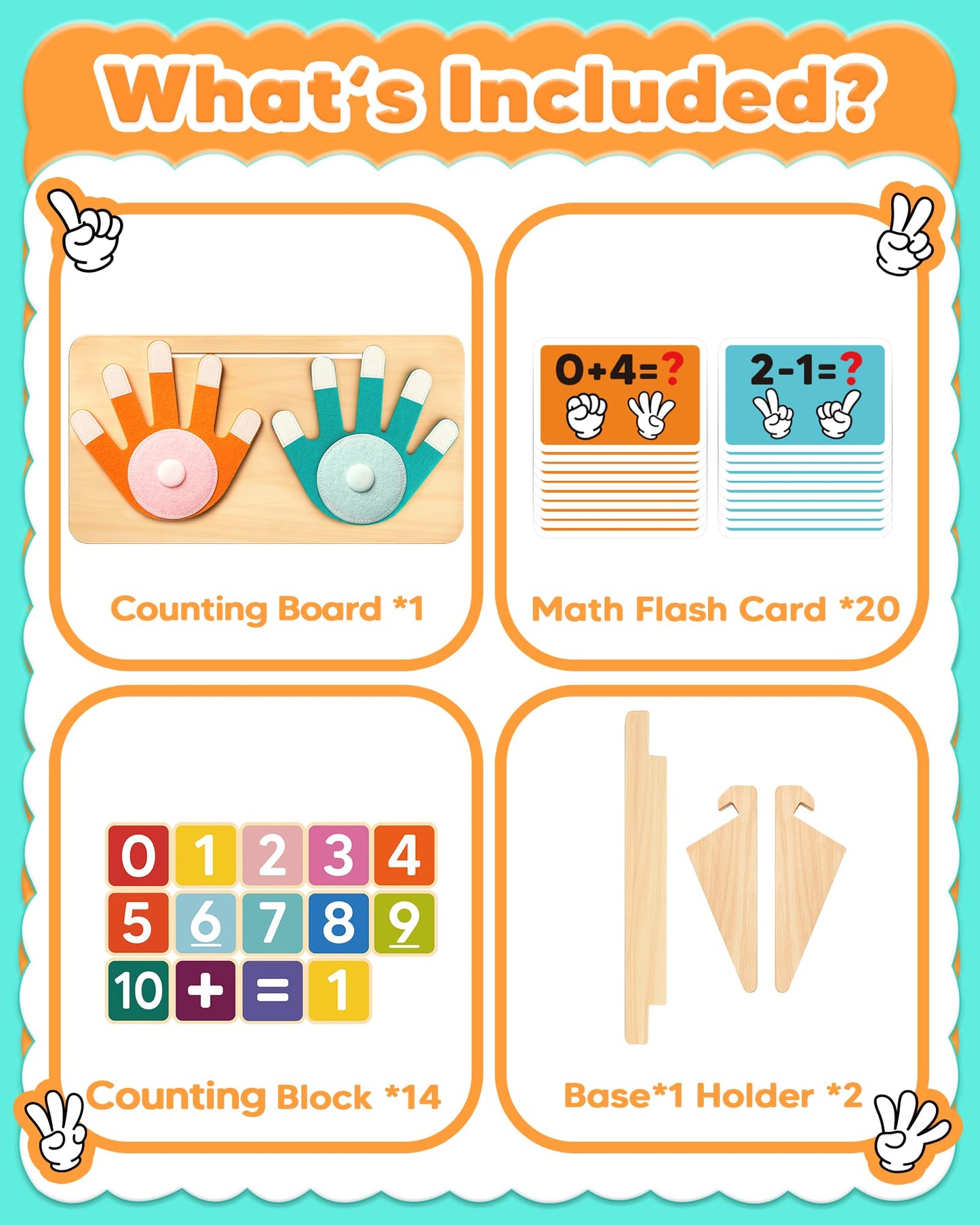 Montessori Educational Learning Toys for 3 4 5 Year Old Boys Girls Birthday Gifts, Toddler Preschool Learning Activities, Number Counting Blocks Toys for Kids, Math Manipulatives Counting Toy for 3-5