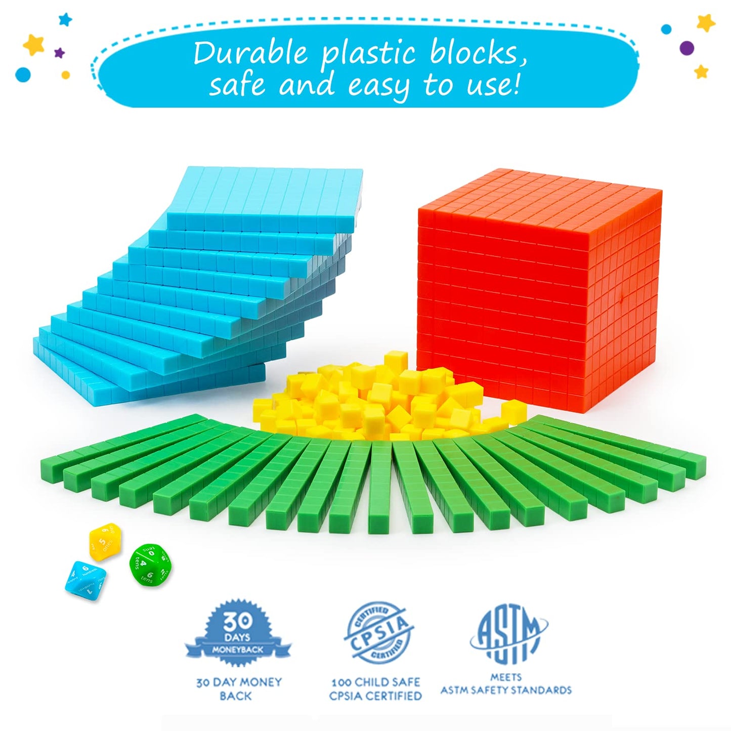 Simply magic 141 PCS Base Ten Blocks & 70 PCS Magnetic Regrouping Activities Kit for Math