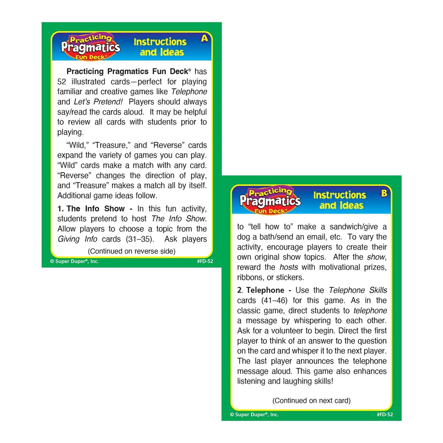 Super Duper Publications | Practicing Pragmatics Fun Deck | Conversation and Social Skills Flash Cards | Educational Learning Materials for Children
