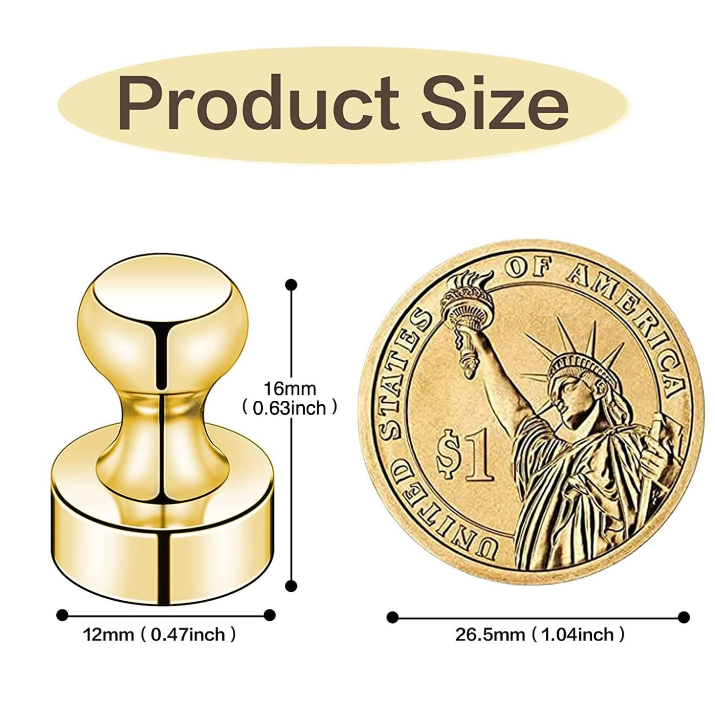 LOVIMAG Fridge Magnets 50Pcs Refrigerator Whiteboard Small Strong Magnet Classroom Kitchen Accessories Decorative Locker Set Decor Must Haves Office Calendar Refrigerador Magnetic Cute Crafts Gold