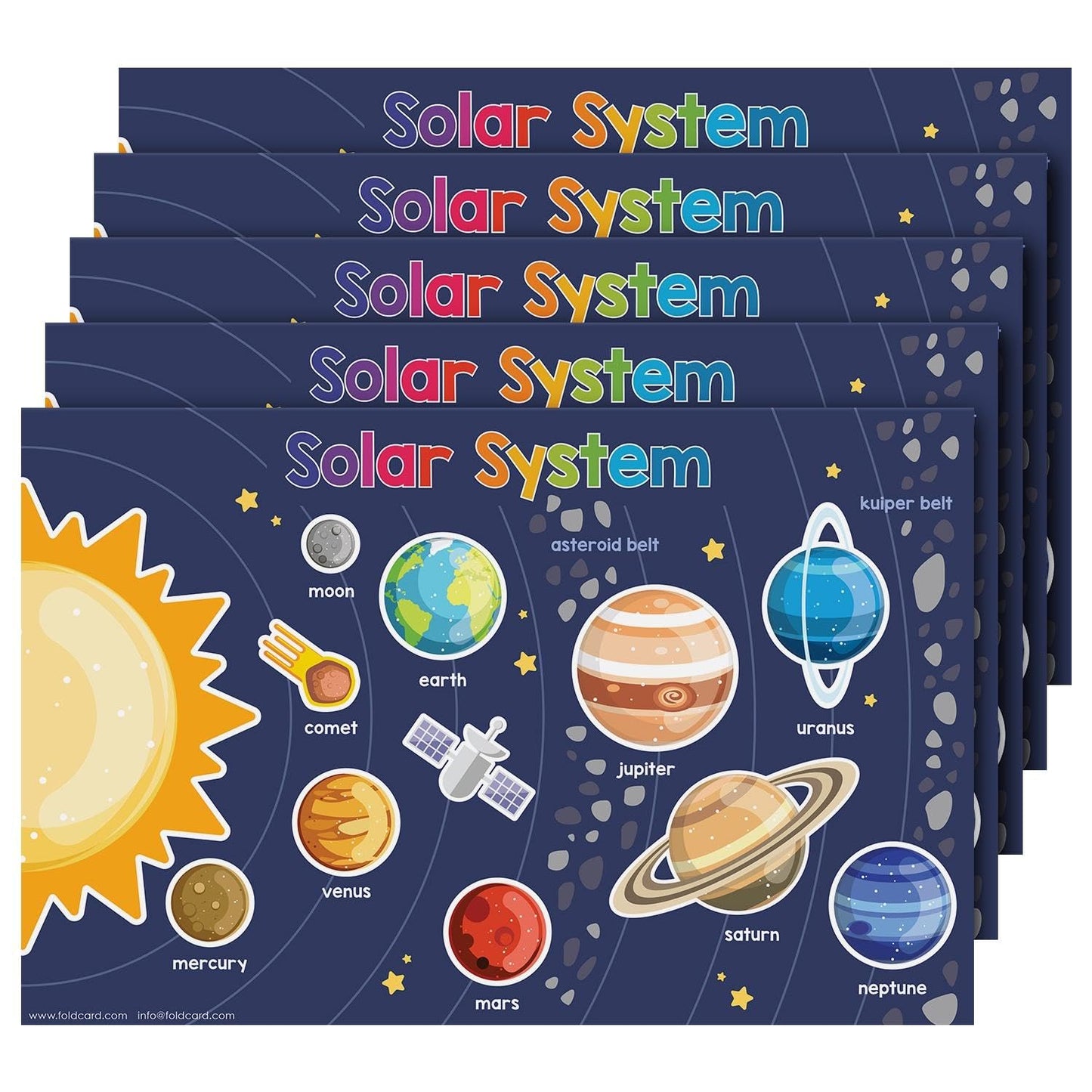 Solar System Science Educational Charts for Preschool to Gradeschool – Colorful Visual / Learning Aid Poster for Classroom or Homeschool | Printed on Glossy Durable Cardstock | 11" x 17" | 5 per Pack