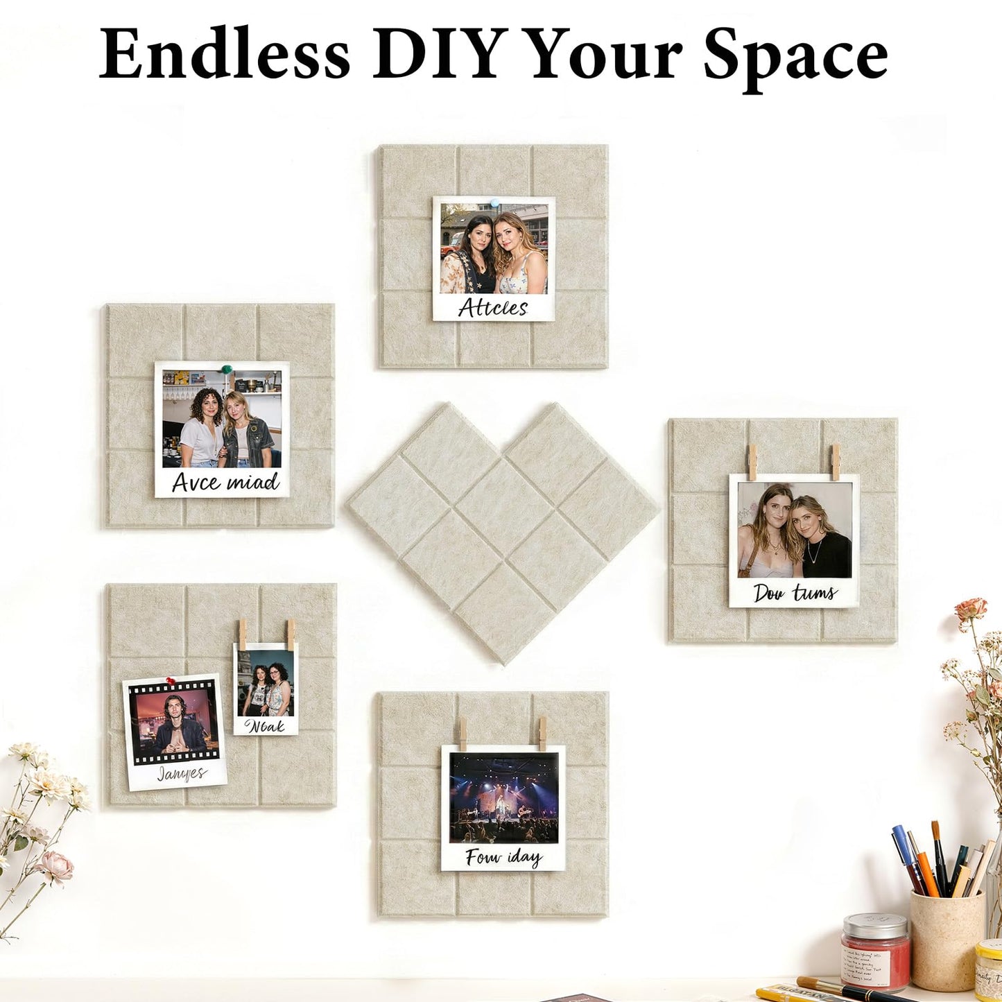 Large Felt Bulletin Board for Walls: 6-Pack Black Cork Board Alternative 11.8x11.8 Inch Peel and Stick Pin Board Wall Decor for Home Organization, Office Memo Board, Self-Adhesive Wall Tiles
