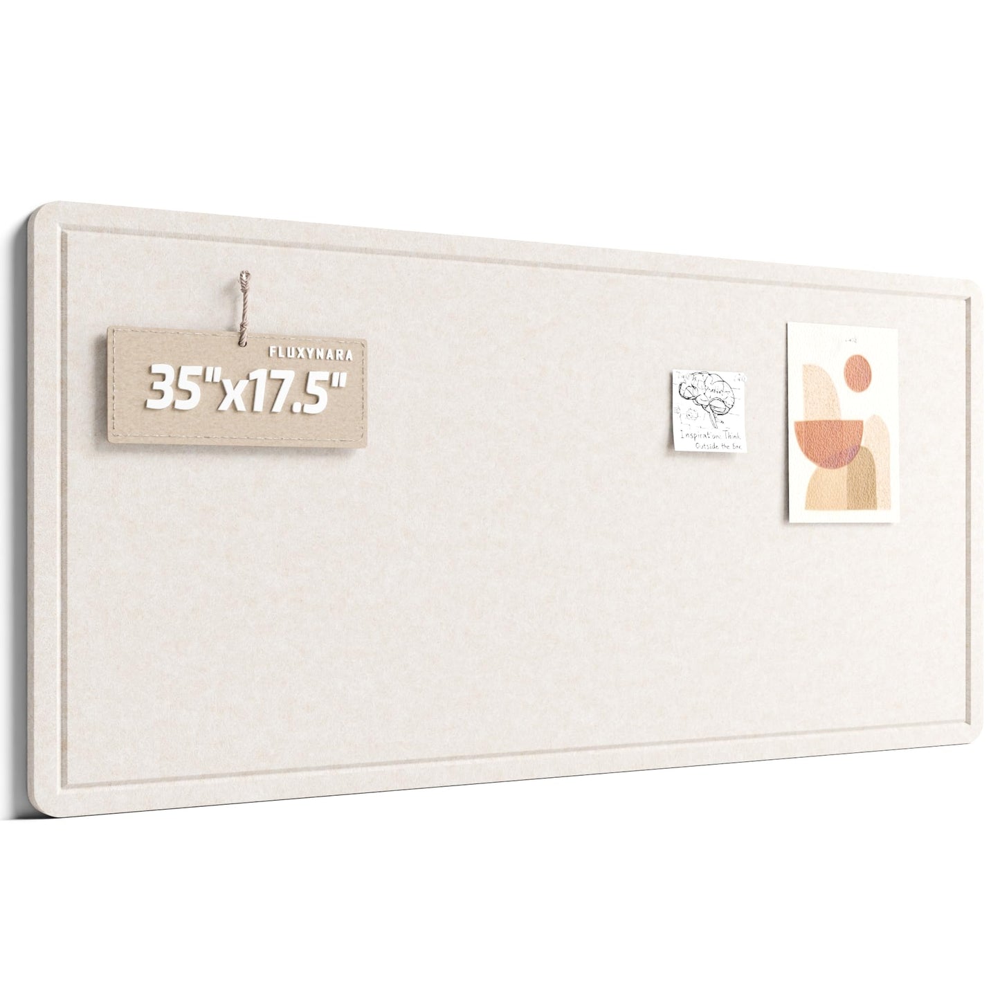Fluxynara Bulletin Board, 35" x 17.5" Cork Board Alternative with 12 Safe Removable Adhesive Tabs, Foldable Felt Pin Board for Home Office, Classroom, Bedroom,Entryway for Walls—Oatmeal