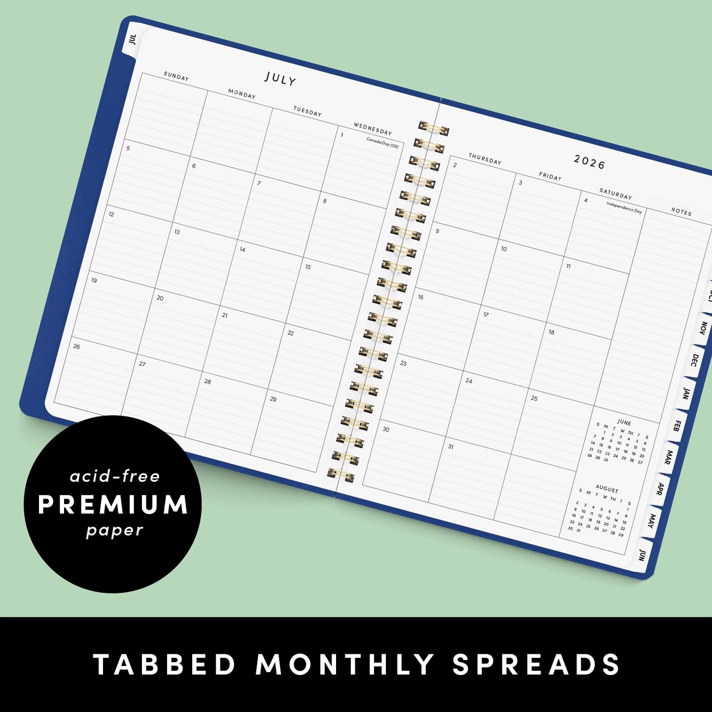 PAPERAGE Academic Planner, Weekly & Monthly Planner & Calendar, 12-Months, July 2026 - June 2027, (9.5" x 11"), School & Student Planning Agenda with Tabs, Bonus Pages & Inner Pocket, Raspberry