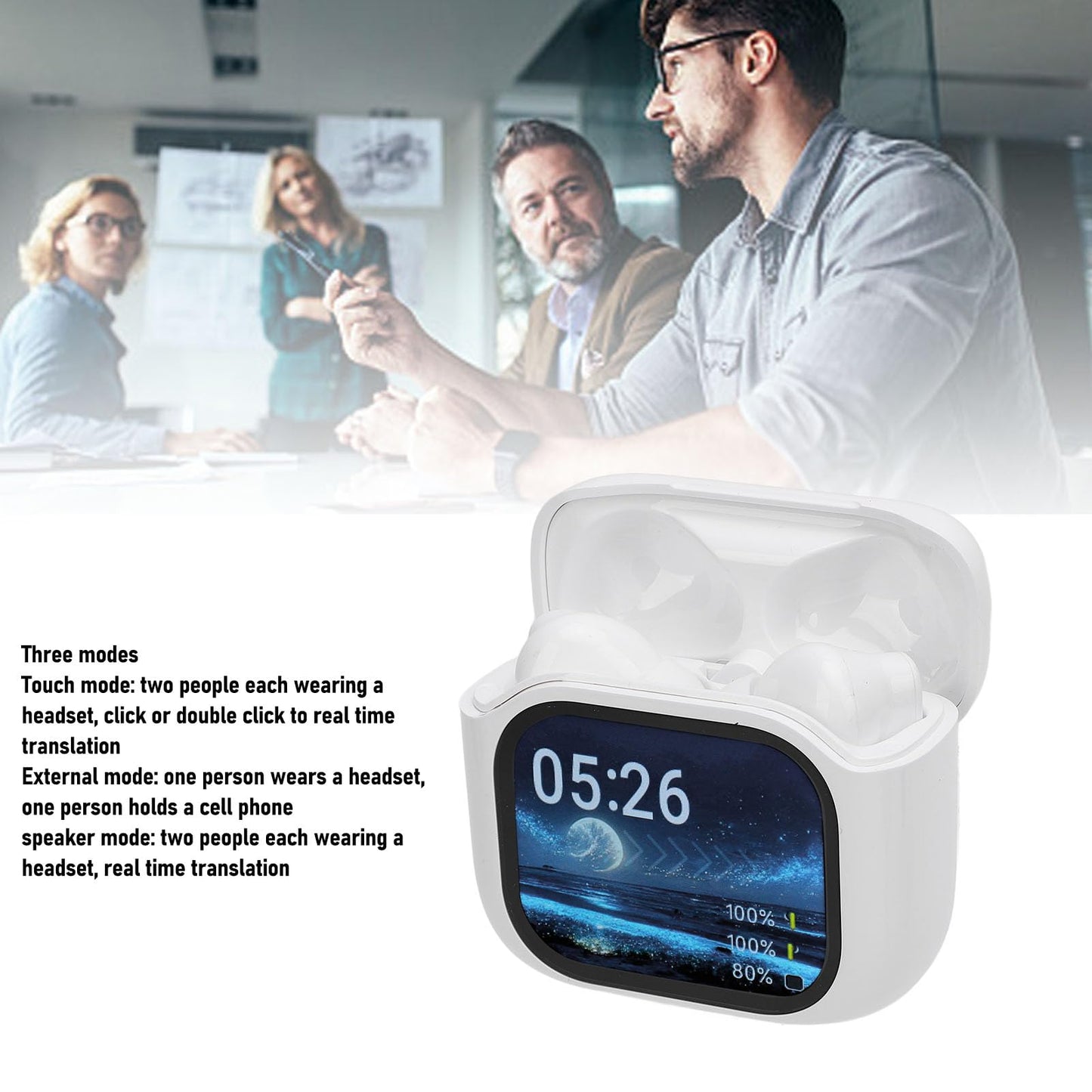 Jiawu Translation Earbuds, 137 Languages 3-in-1 Translation Earphone, Noise Reduction Real Time Language Translator Earbuds Fit for Translation, Music Playback and Calls