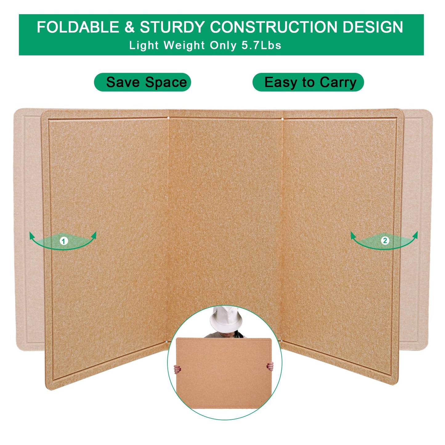 Large Bulletin Board - 72 X 48 inches Decorative Felt Pin Board - 6' x 4' Cork Board Alternative for Wall - Foldable Picture Board Self-Adhesive Prayer Board with 30 Pushpins - Ginger Yellow