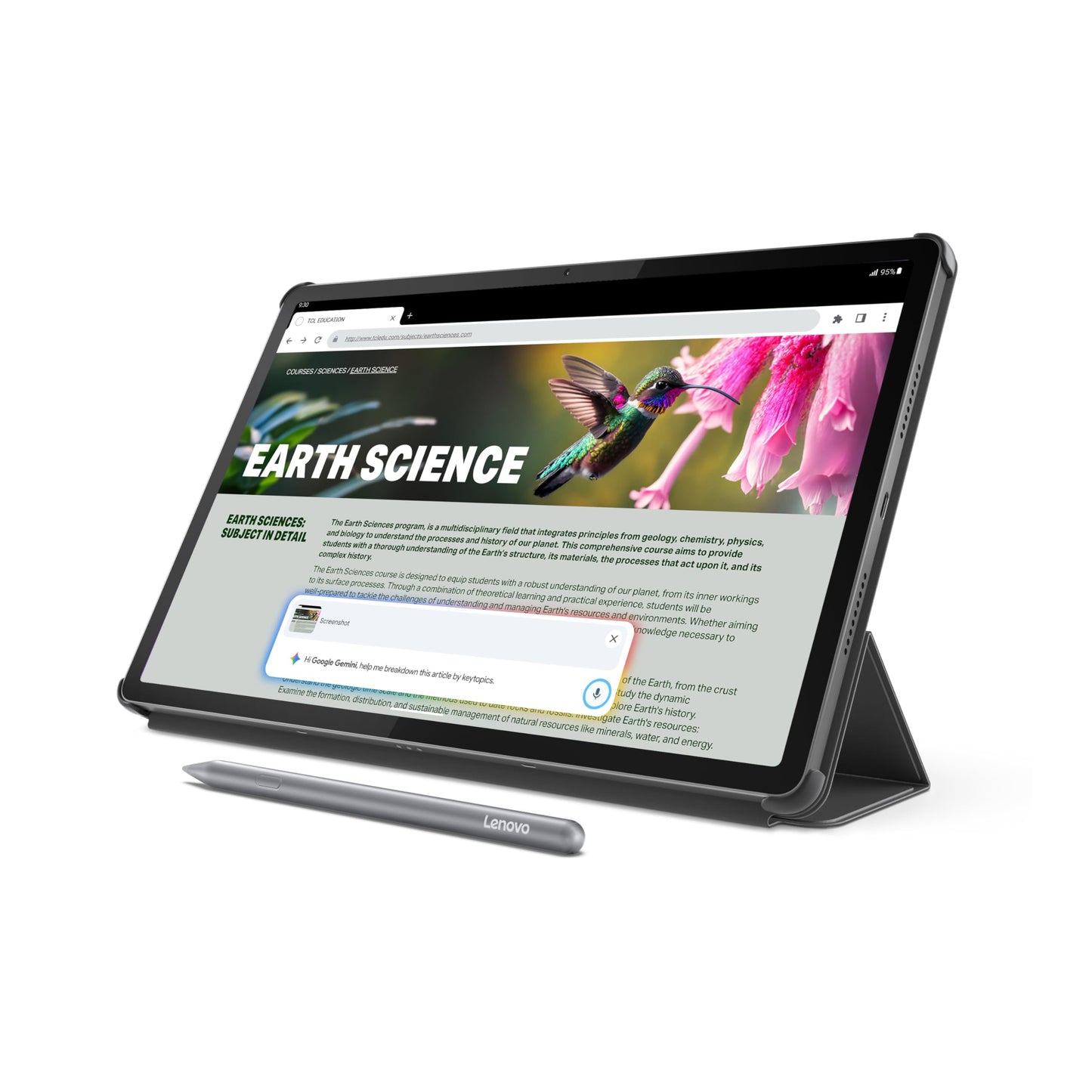 Lenovo Idea Tab Pro with Google Gemini - Student Tablet - 12.7” 3K LCD Display - 8 GB Memory - 128 GB Storage - MediaTek Dimensity 8300 - Includes Pen and Folio Case