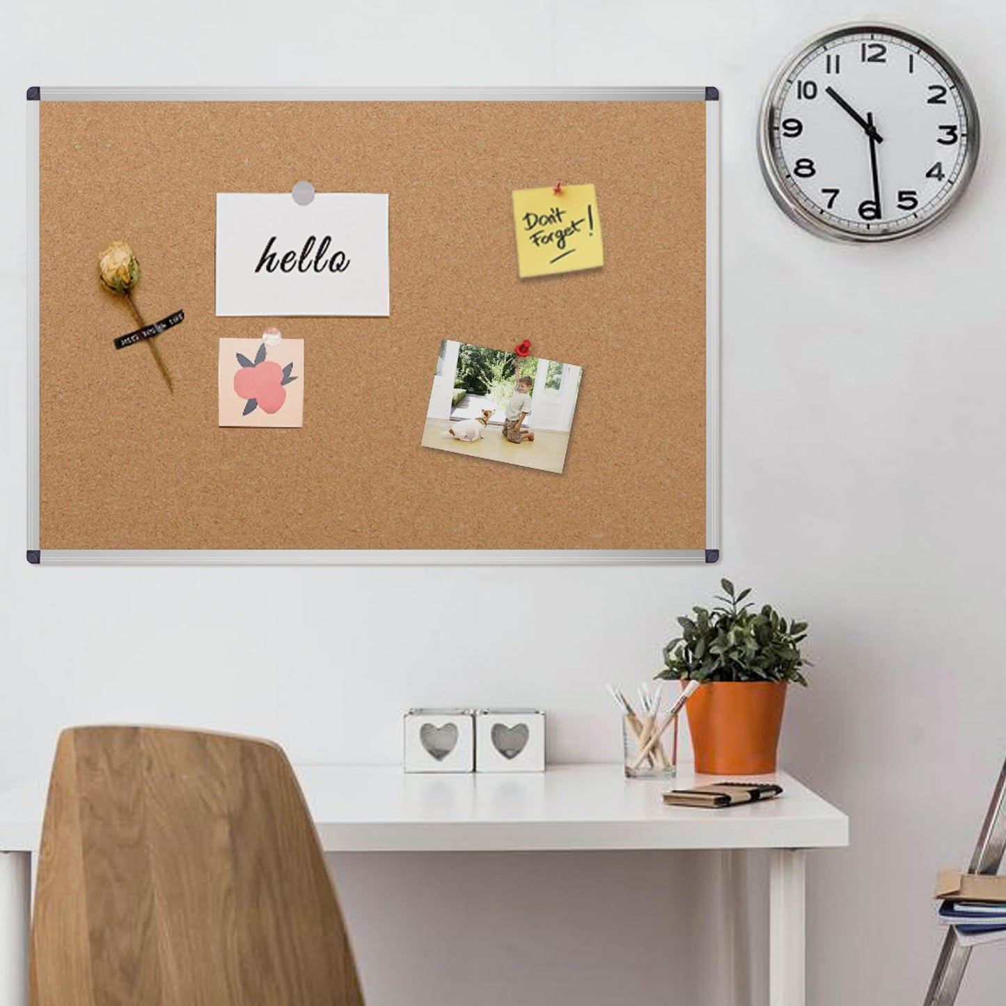 VIZ-PRO Cork Notice Board, 48 X 24 Inches, 3 Pack, Silver Aluminium Frame