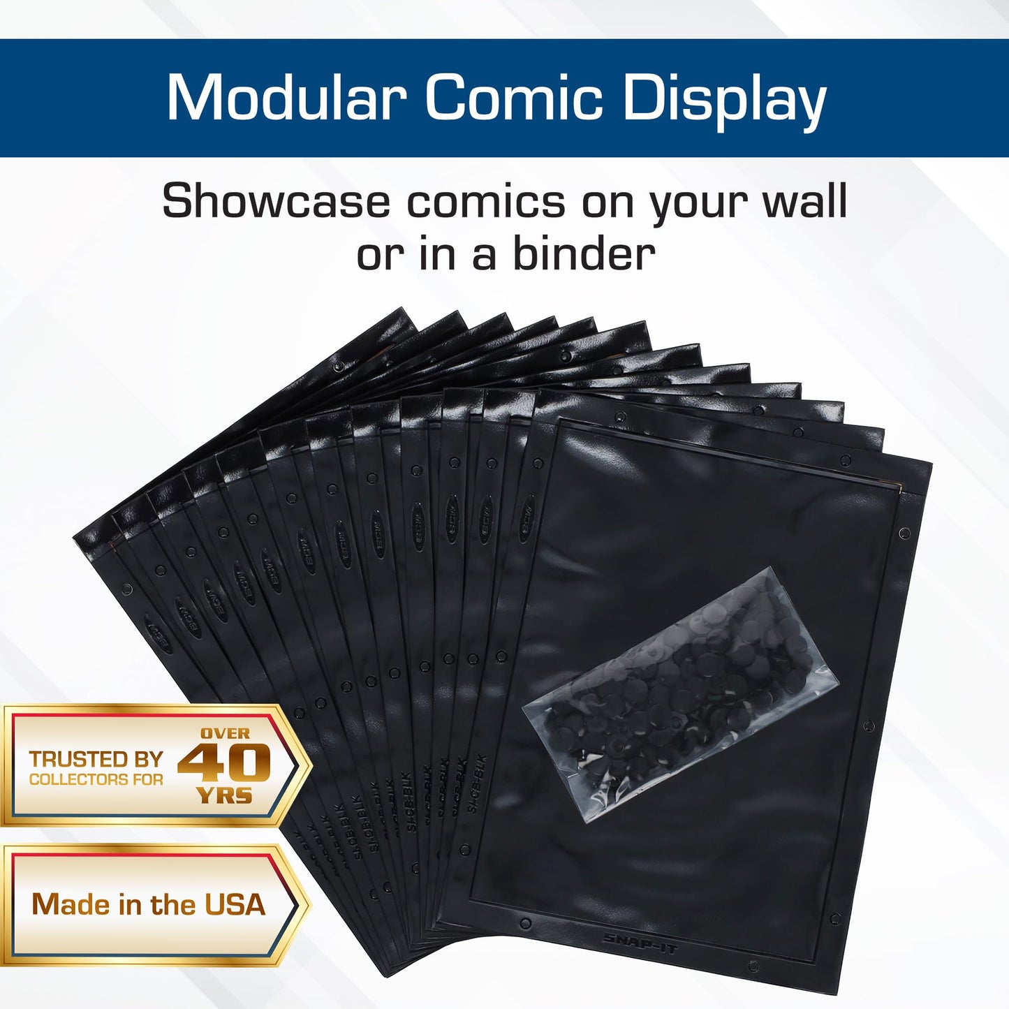 BCW Snap-It Comic Book Display System – 12-Pack | Wall-Mountable Panels for Current & Silver Age Comics | Modular, Binder-Compatible Storage for Collectors