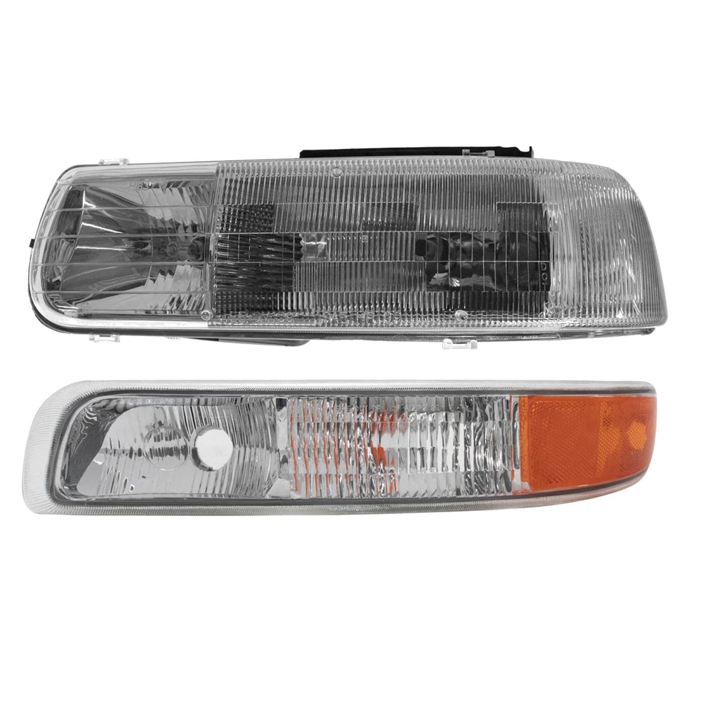 TRQ Headlight & Parking Light Assembly Set for 1999-2006 Chevy Silverado/Suburban/Tahoe, Clear, Model LKA55876