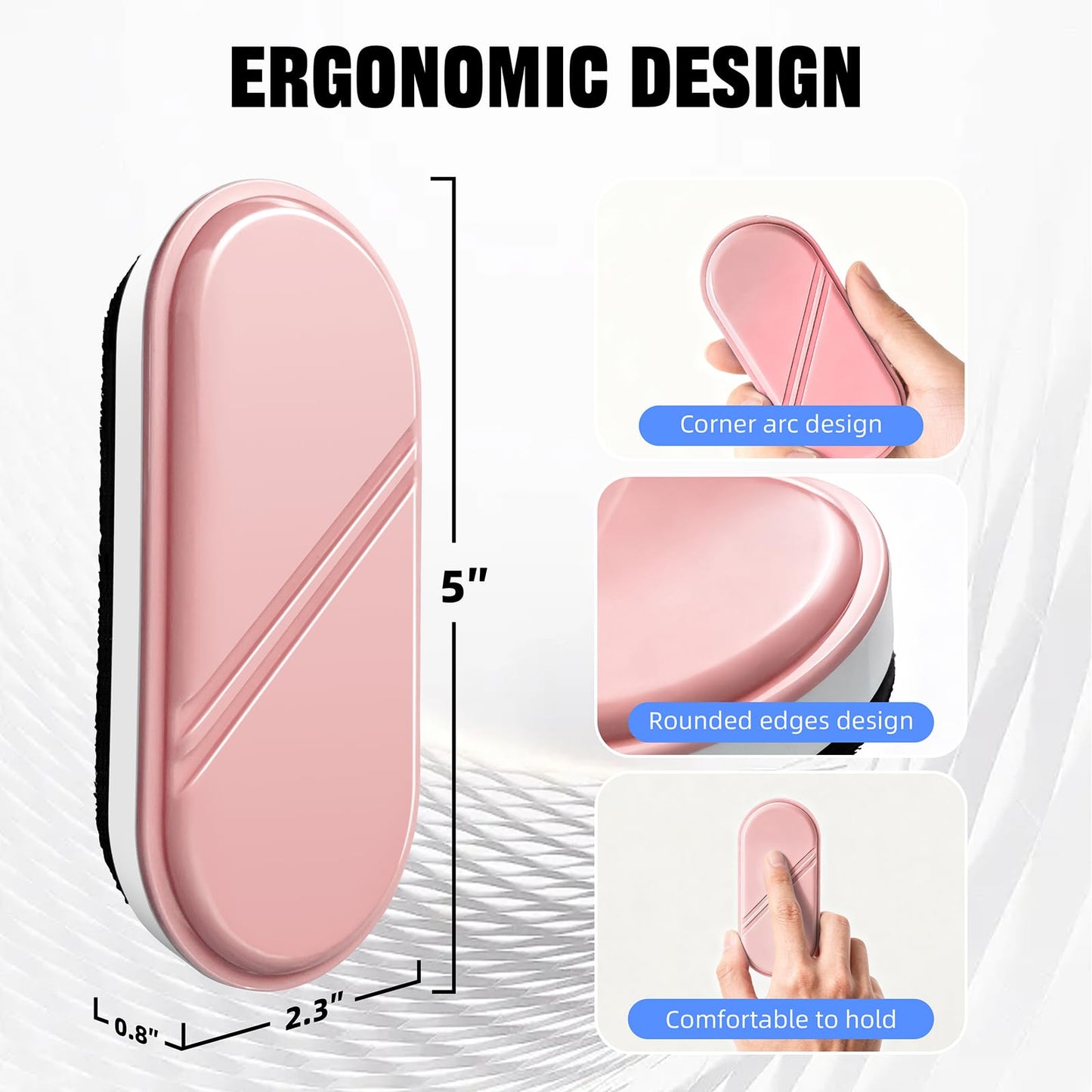 FUNISKETCH Magnetic Detachable Dry Erase Eraser, Glass Board Erasers, 1 Pack, Whiteboard Eraser for Dry Erase Board, Glass Board, Calendar Board, Office and School Supplies (Pink)