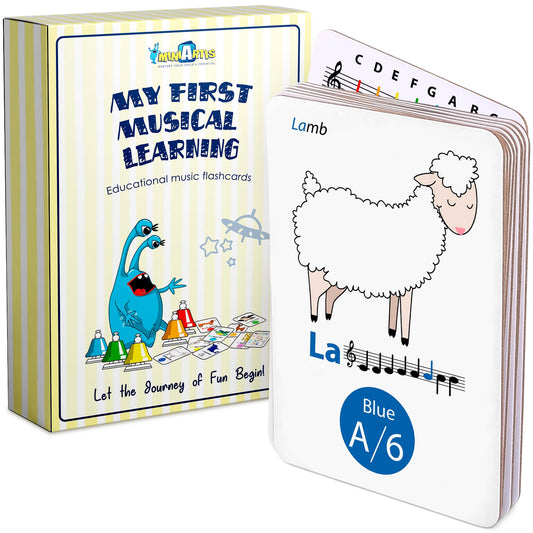 MINIARTIS Musical Flash Cards for Kids | Learning Notes Reading | Educational Color Coded Music Note Theory Flashcards for Beginning Students | Large Size Cards