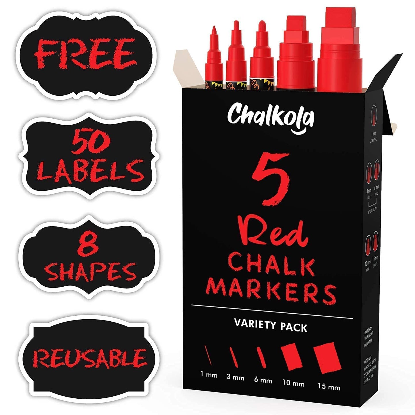 Assorted Chalk Bundle - 5 Red Variety + 21 Classic + Metallic 6mm
