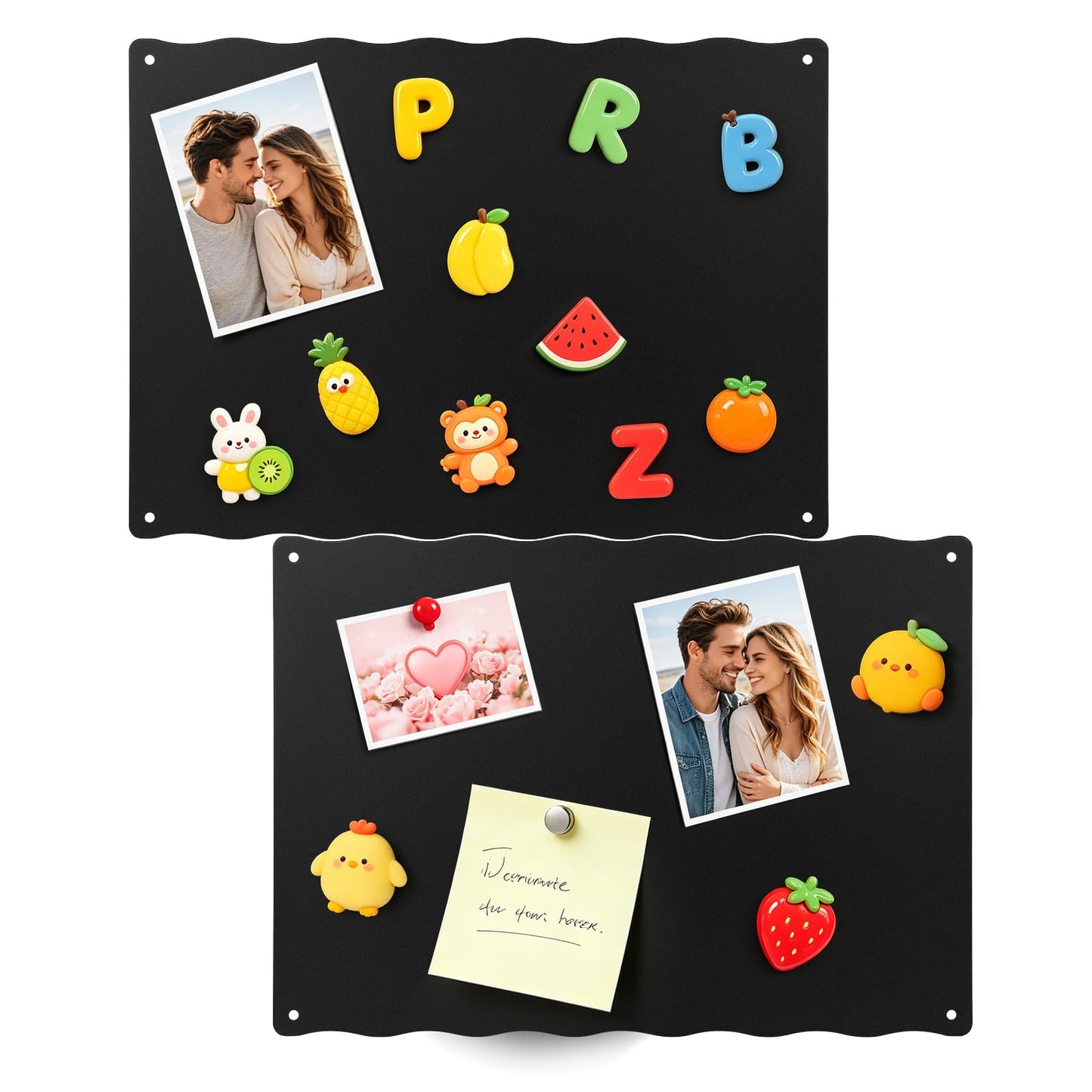 2Pack Magnetic Board for Wall, 17" x 12" Magnet Board for Magnets Display, Magnetic Wall Board for Letters, Photos, Notes, Spice Jars, for Cubicle, Cabinet, Door