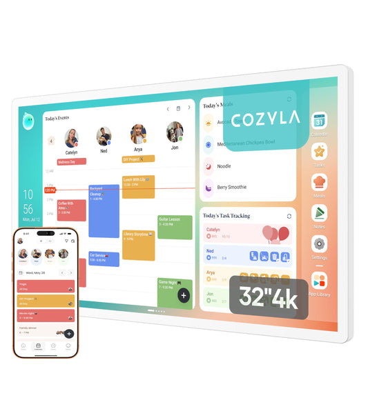 Cozyla Calendar Plus 2: 32"4K Smart Digital Calendar Wall Touch Screen & No Subscription Family Dashboard, Electronic Display for Family System- Chore Chart, Meal Planner, Support App Store Wall Mount