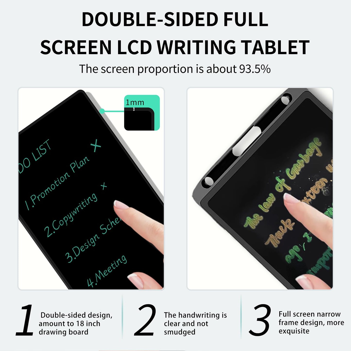 LCD Writing Tablet for Adult: Double-Sided 6.5&6 Inch Mini Full Screen Drawing Board Reusable Digital Notepad Portable Use in Home School Office