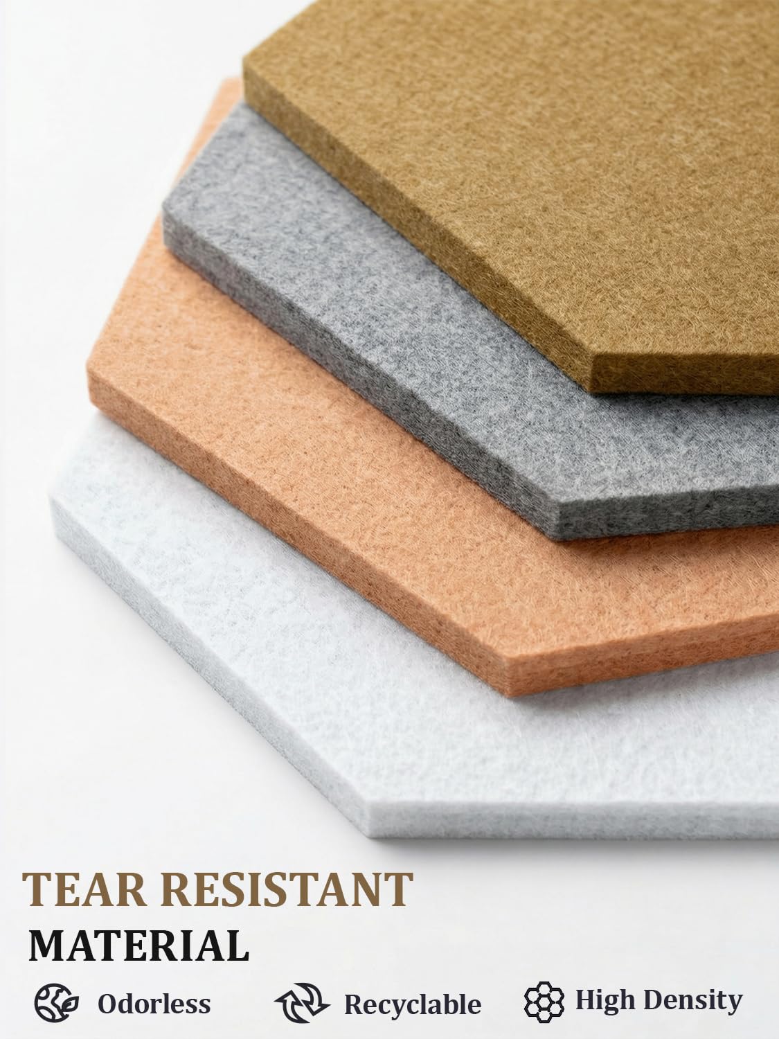 Uoisaiko 8 Pack Hexagon Felt Bulletin Board Tiles - 12" Large Thick Pin Board for Walls with 30 Push Pins, DIY Boards for Office Home School Decor, Aesthetic Hex Cork Board Alternative