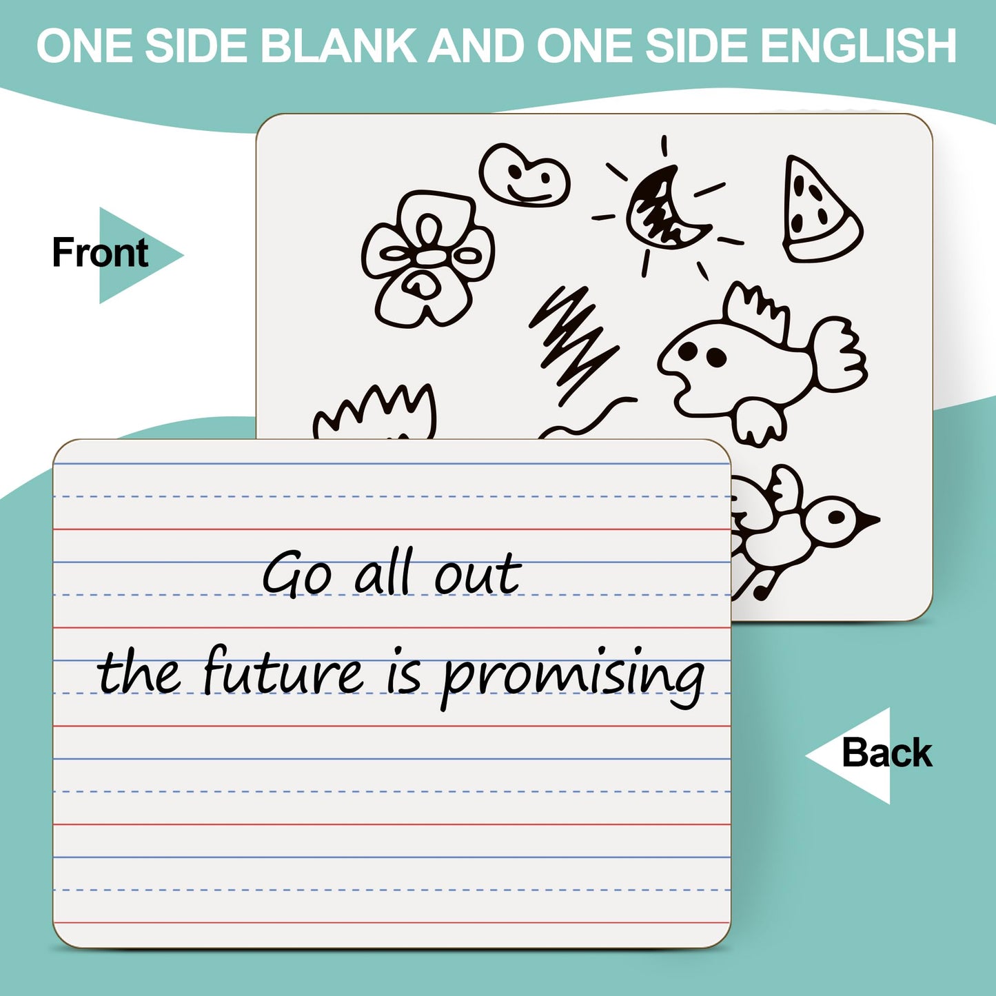 24 Pack Small White Boards, 9"x12" Double Sided Personal Dry Erase Boards Portable Handheld Whiteboards with Lines for Kids, Students, Teacher School, Include 24 Markers, 24 Erasers