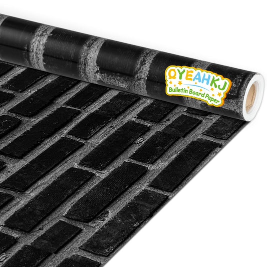 Black Brick Wall Bulletin Board Paper Roll Vintage Theme Stone Brick Bulletin Board Background Paper Back to School Classroom Decor Poster for Art Craft DIY Projects Home Party Supplies 17.7in x 20ft