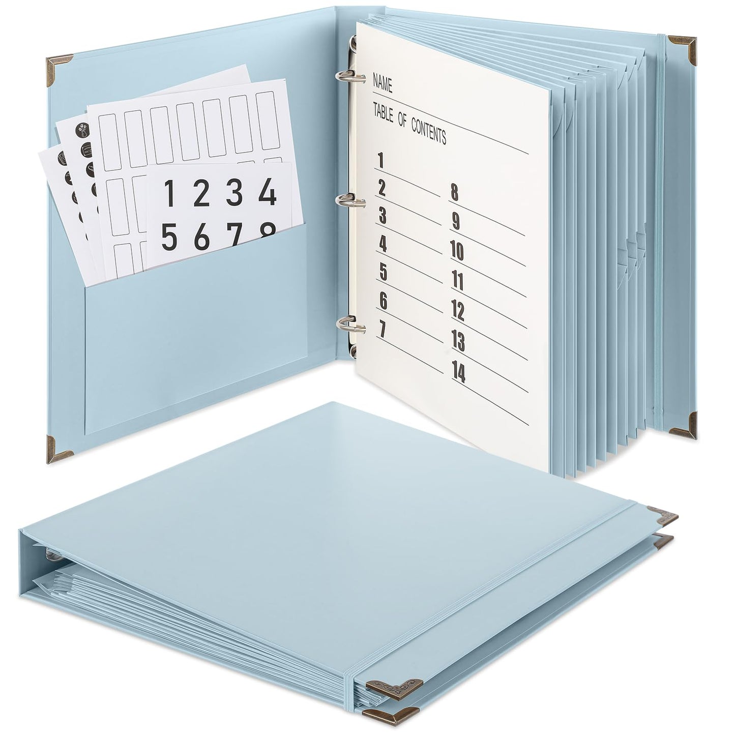 Marspark 3 Rings in Case I Die Binder Important Document Organizer with Labels, Life Pockets Organizer Expanding File Folder for Family Papers, Letters, Birth Certificates, Photos, Passports(Blue)