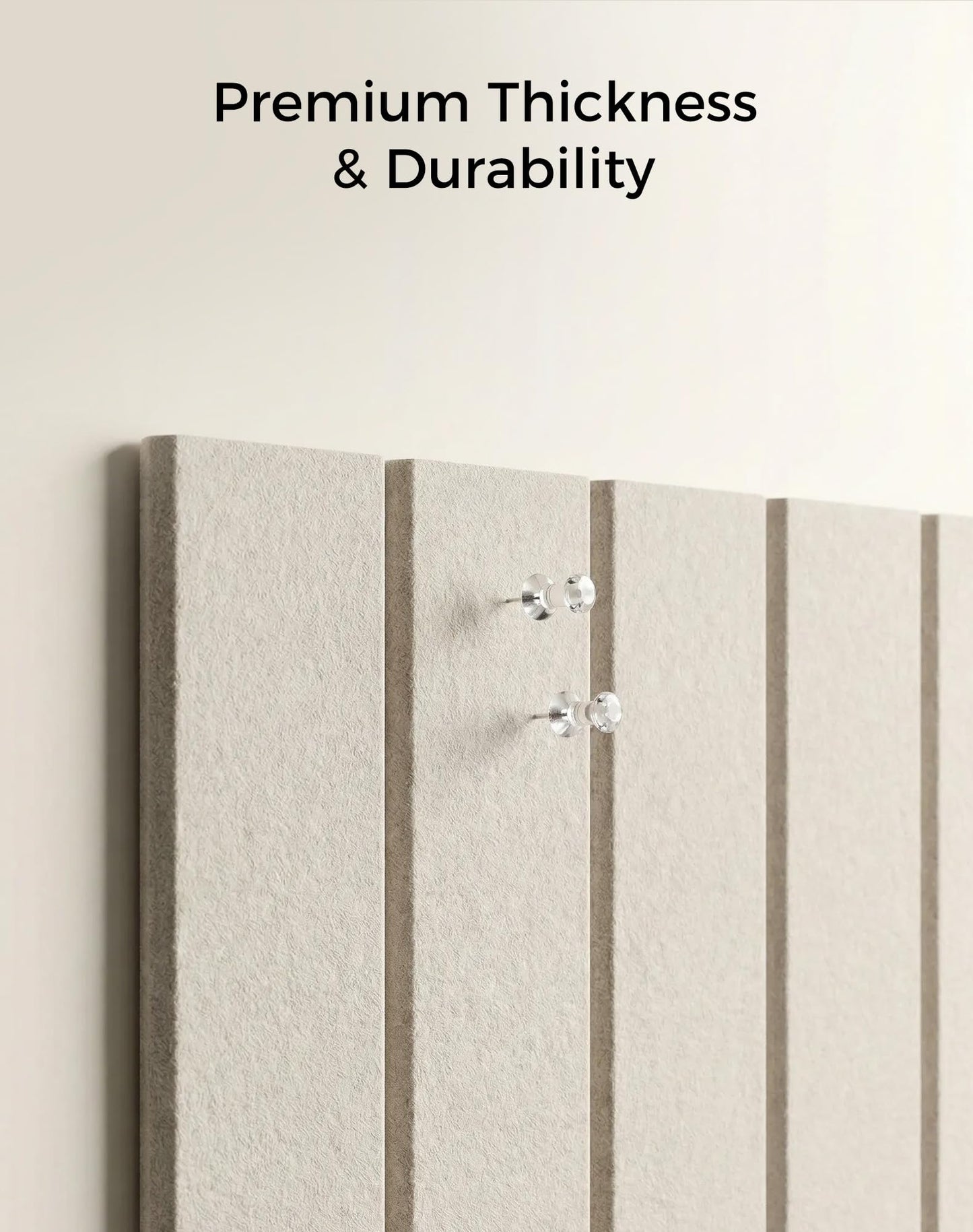 Aothia Felt Bulletin Board Tiles Large 48" x 36" Cork Board Alternative - 12-Pack with 70 Adhesive Tabs, Thick Slat Wall Panels for Office Decor, Push Pin Board Wall Organizer Alternative - Oatmeal