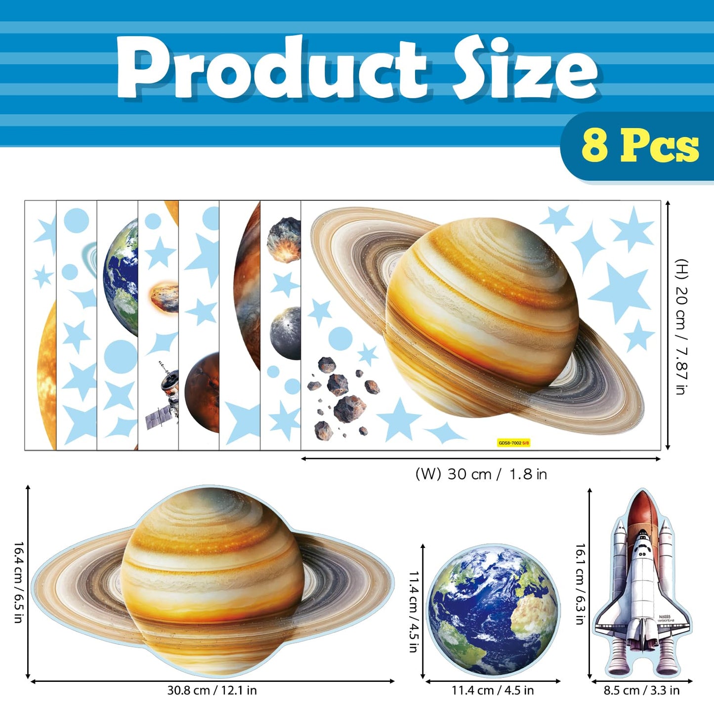 DECOWALL Glow in the Dark Solar System Wall Stickers – Planets, Sun, Moon and Stars Space Glow Wall Decals for Kids Bedroom Nursery Playroom Decor (GDS8-7002)