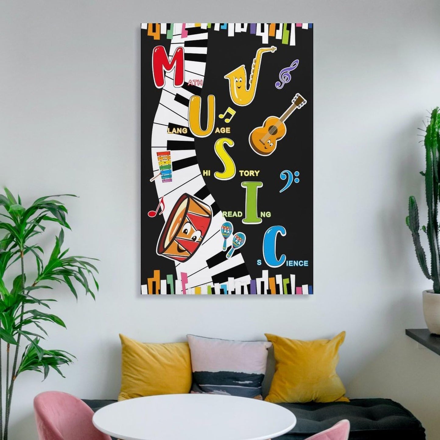 LINWDSB Music Themed Poster Musical Notes Wall Art Colorful Music Poster for Kids Students Classroom School Chalkboard Nursery Wall Back to School Supplies Unframe style 16x24inch(40x60cm)