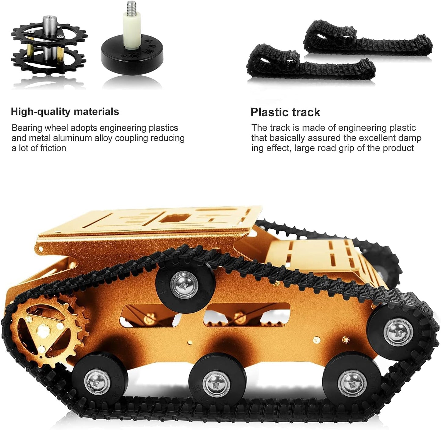 YonPhsy Tank Car Chassis with Encoder Motor, Shock Absorbing Robot Chassis Full-Metal Robotic Moving Platform Track for RaspberryPi Arduino Jetson Microb DIY Maker Smart Robot Car Learning Kit
