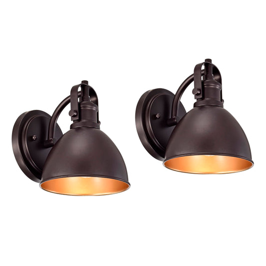 ACLand 2 Pack Gooseneck Barn Light Fixtures, 7.5 Inch Vintage Metal, Oil Rubbed Bronze, for Indoor/Outdoor Use, Model A40231