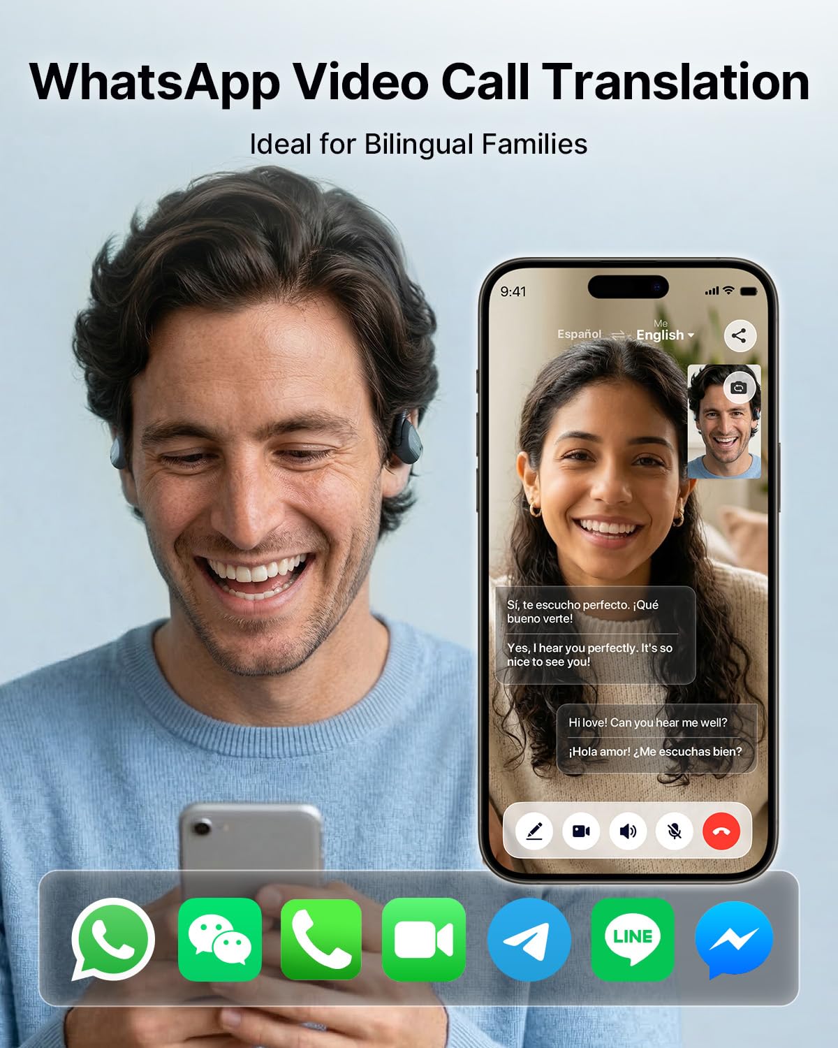 AI Translation Earbuds Real Time 157 Languages Translator Ear Buds Interpreter Earphones, Open-Ear Comfort Support Playing Music Phone Calls, Audifonos Traductores Inglés Español for Travel Business