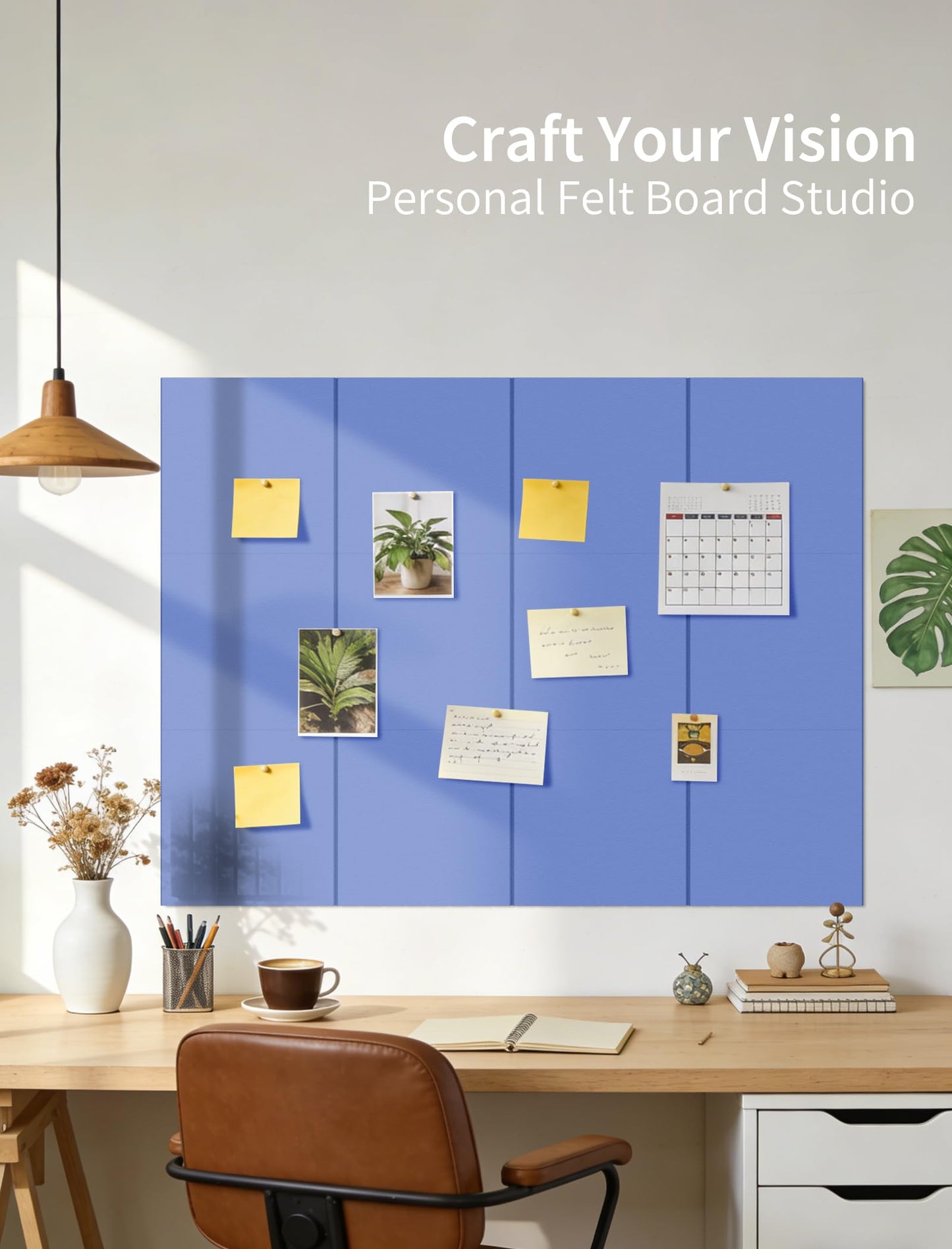 Large Bulletin Board 48"x 24" Cork Boards for Walls, 8 Pack Felt Wall Panels Photo Board, Cork Board for Office Home Pin Board