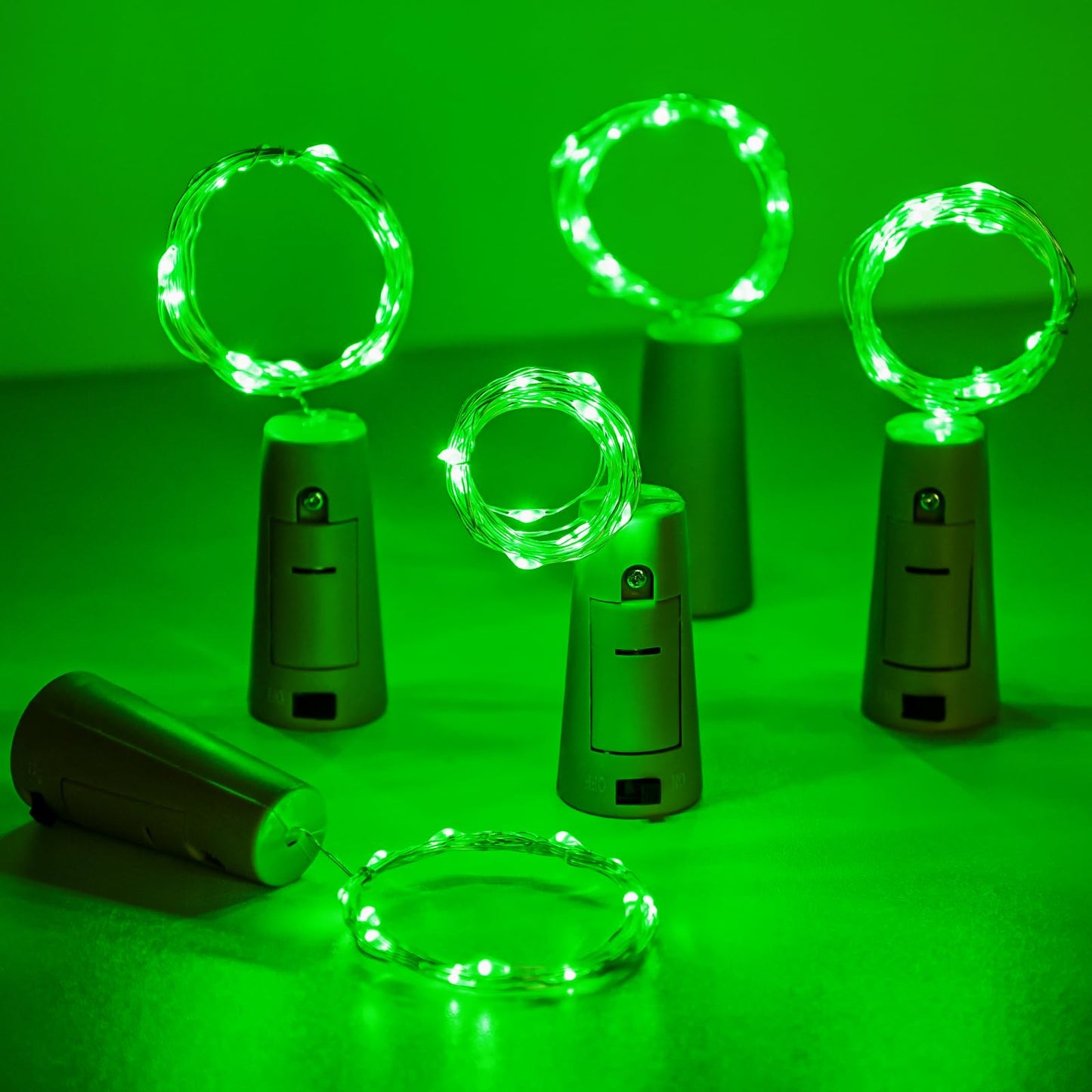 Aluan 20 LED Wine Bottle Lights, Waterproof Mini Cork Lamp, Green, Model BL00, Fairy String Lights for Party Wedding Decoration