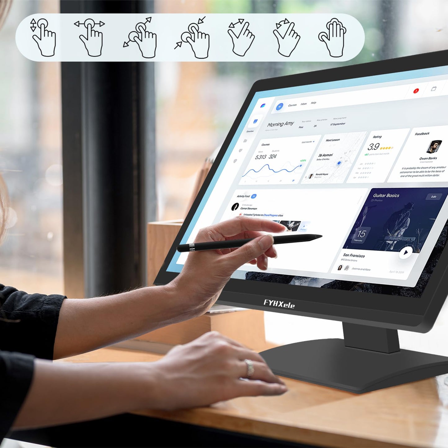 FYHXele 22 Inch Touchscreen Monitor, IPS FHD 1080P Touch PC Display, 75Hz, LED Backlit Multi-Touch Monitor, VESA, HDMI & VGA & USB Computer Touch Screen for Gaming, Business, Warehouse, Bar, Gym