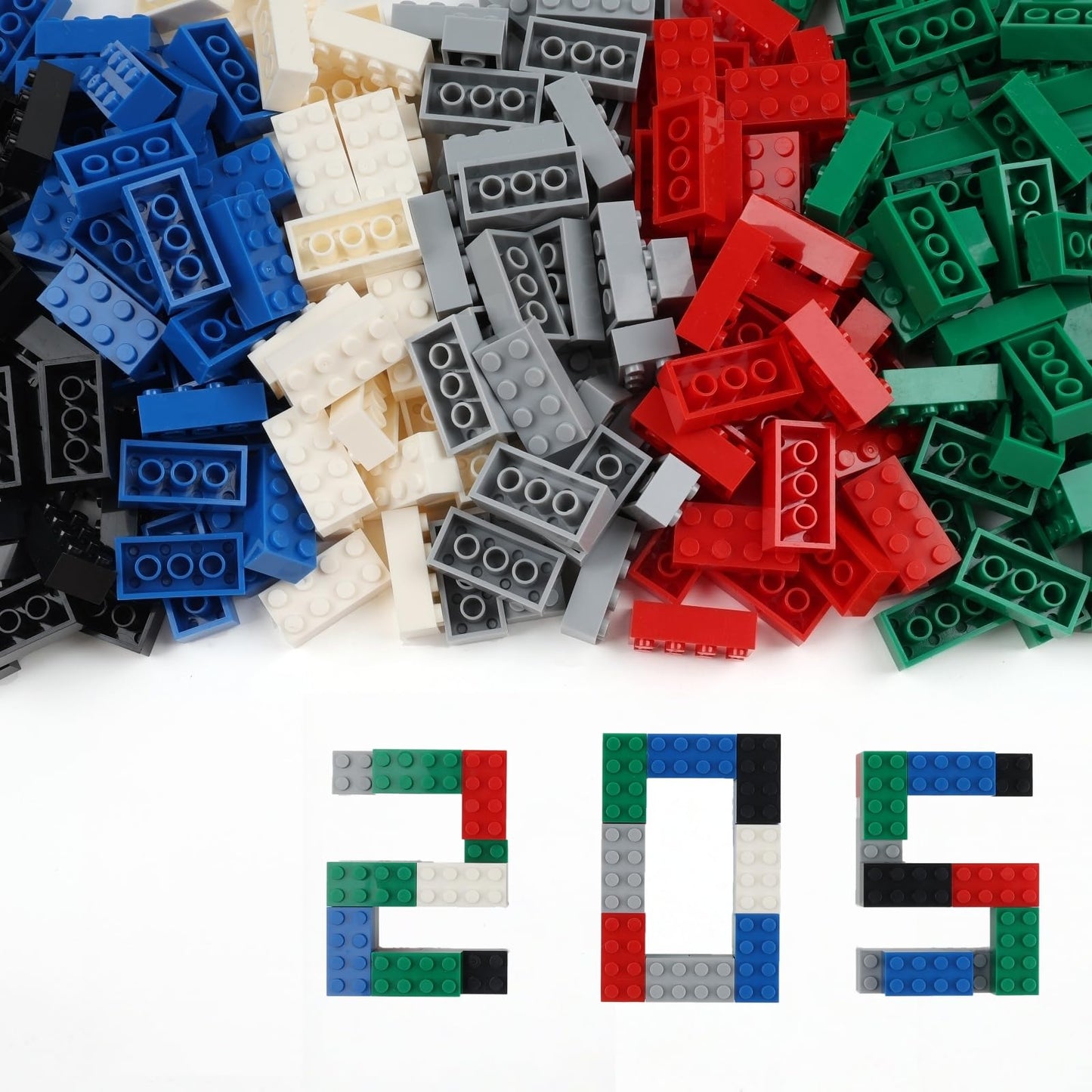 PUZSNAP 2×4 Building Blocks, 205 Pieces in 6 Colors, Essential Parts for Creative Play, Compatible with Major Bricks for Expansion