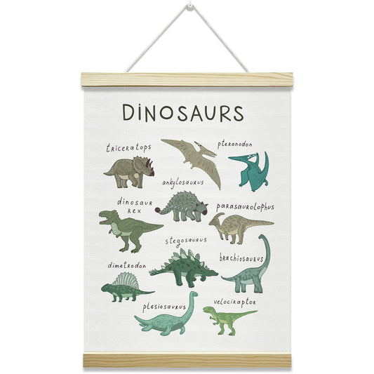 Nopoben Dinosaurs Poster Hanger Frame, Animal Prints Wall Art With Wooden Poster Hanger, Educational Animals Wall Decor, Kids Room Nursery Bedroom Decor(12x16 Inches)-19