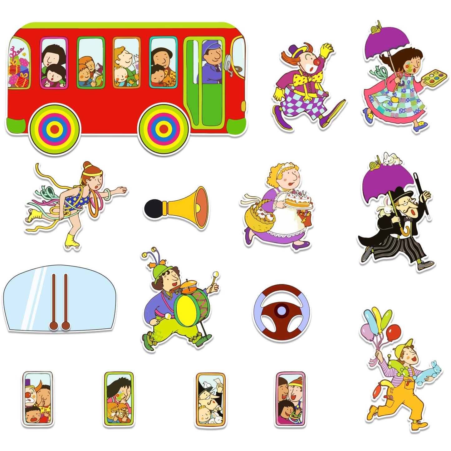 Thryvomniq Wheels on The Bus Felt Board Story Sets Kindergarten Storytelling Learning Interaction Activity Performance Props for Classroom & Family