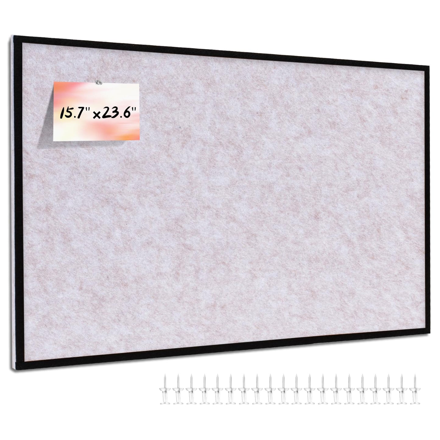 Felt Bulletin Board 23.6 x 15.7 Inch – Black Frame, Corkboard Alternative for Vision Board, Wall-Mounted Notice Board with 20 Push Pins, Home, Office & Classroom Organization – Light Camel