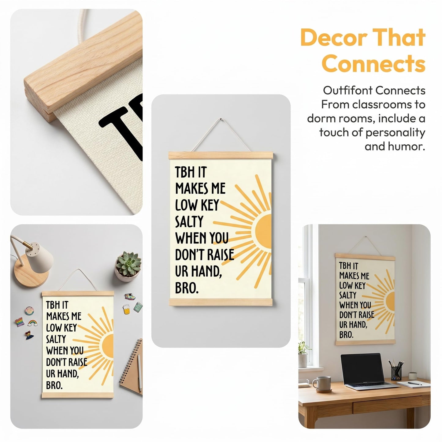 CVDGUFY Humorous Classroom Interaction Wooden Wall Art (Gen Z Slang Edition) - Motivational and Inspirational Decor for Office, Classroom, and Dorm | 30x40cm Canvas Print