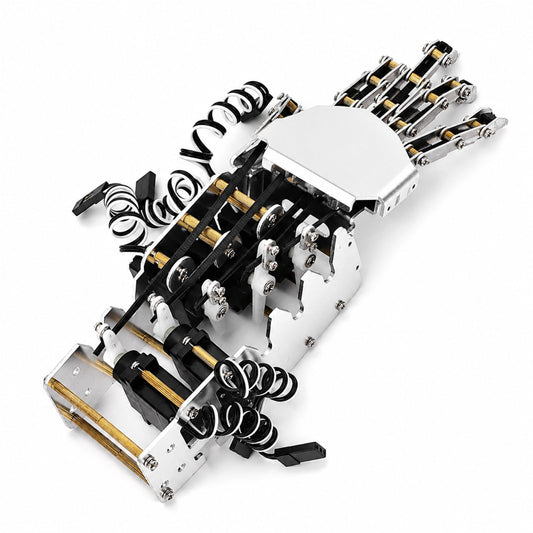 Robot Hand Kit, 5 Finger 180 Degree Movement Bionic Mechanical Arm DIY Kit with Analog Servos and Acrylic Aluminum Frame for Robotics Education and Secondary Development