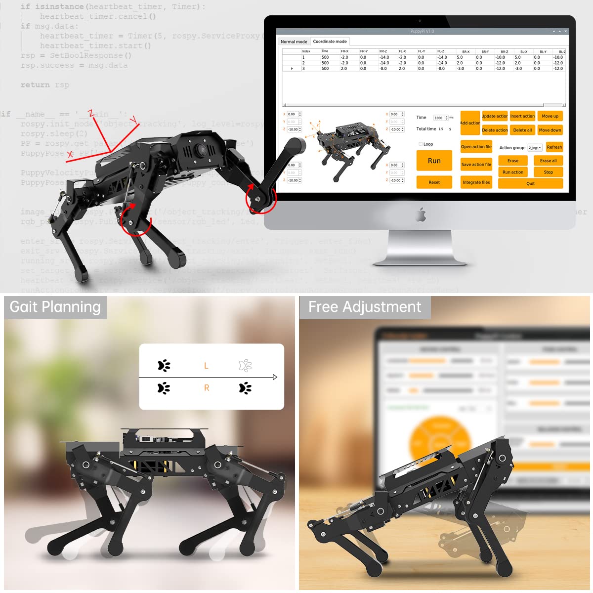 PuppyPi Robot Dog with ChatGPT Large AI Models AI Embodied Intelligence ROS Robotic Dog Vision Scene Voice Understanding SLAM Mapping Navigation Bionic Quadruped Robot, Standard Kit & RaspberryPi5 8GB