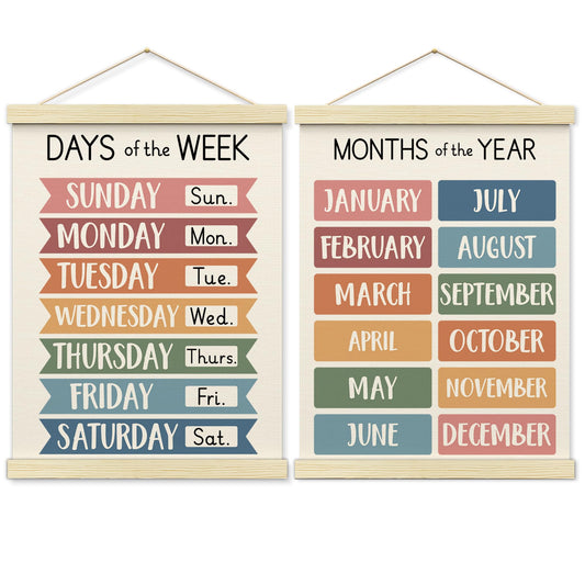 BONETAT Nursery Color Days of the Week Poster for Kids,Educational Toddler Learning Posters for Playroom Wall Art,Preschool Shapes Colors Chart for Classroom & Homeschool - A06