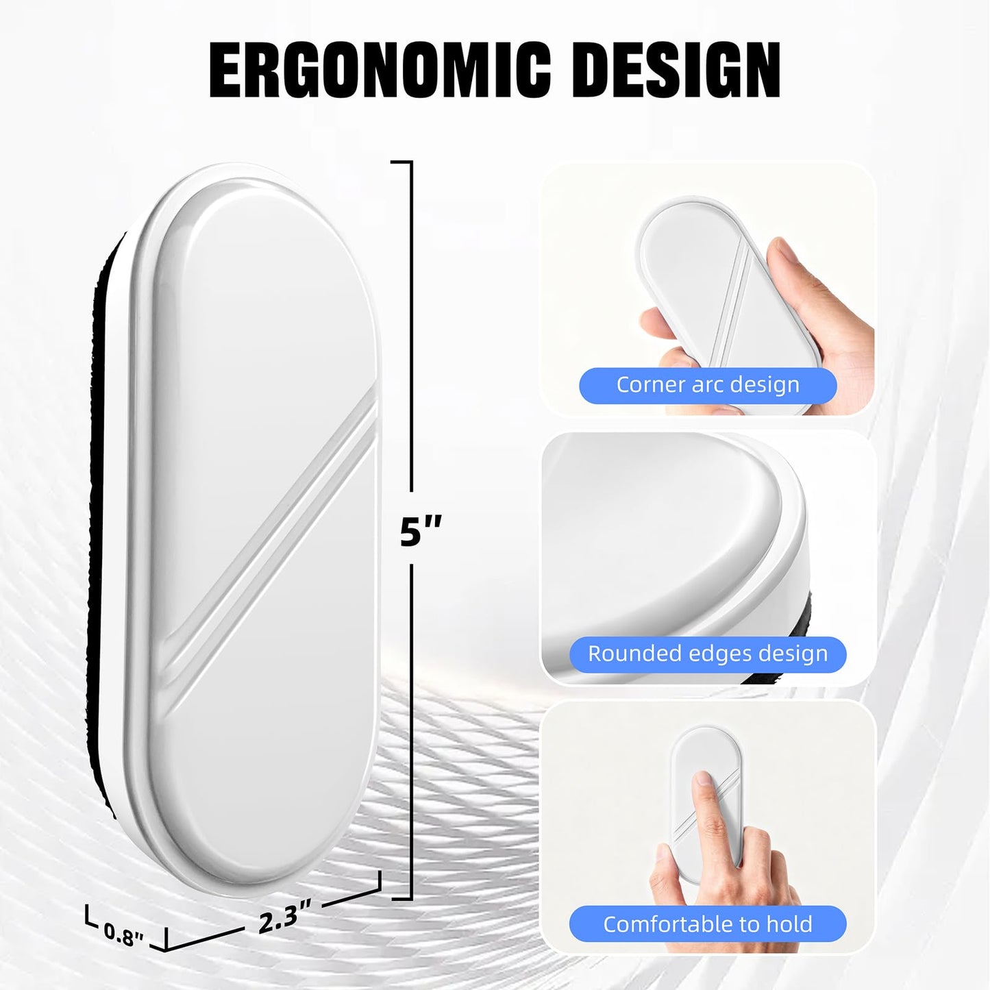FUNISKETCH Magnetic Detachable Dry Erase Eraser, Glass Board Erasers, 1 Pack, Whiteboard Eraser for Dry Erase Board, Glass Board, Calendar Board, Office and School Supplies (White)