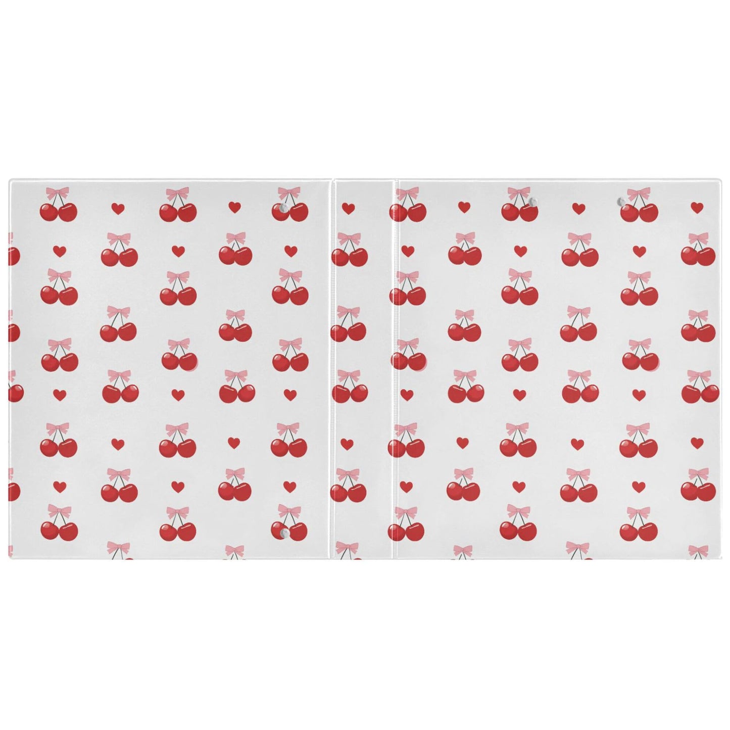 Red Cherry Bowknot Ring Binders 1.5 Blue Whtie Pink Bow 3 Ring Clipboard Binder for Office School Work Supplies File Folder 200 Sheet Capacity Easy Open