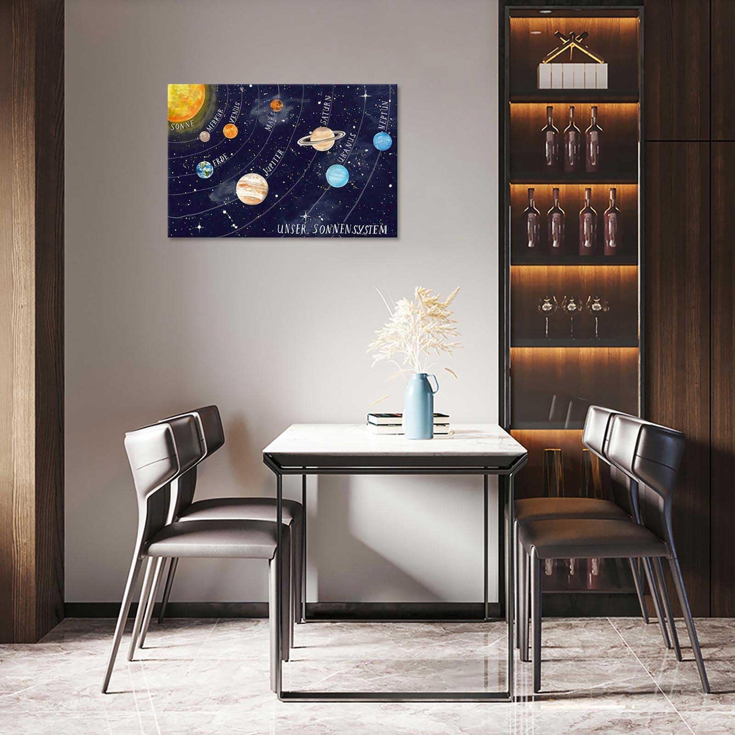 Solar System Educational Planet Poster Universe Infographic Star Life Cycle Astronomy Knowledge Suitable For Living Room Dormitory Bedroom Wall Decoration 16x24in Framed