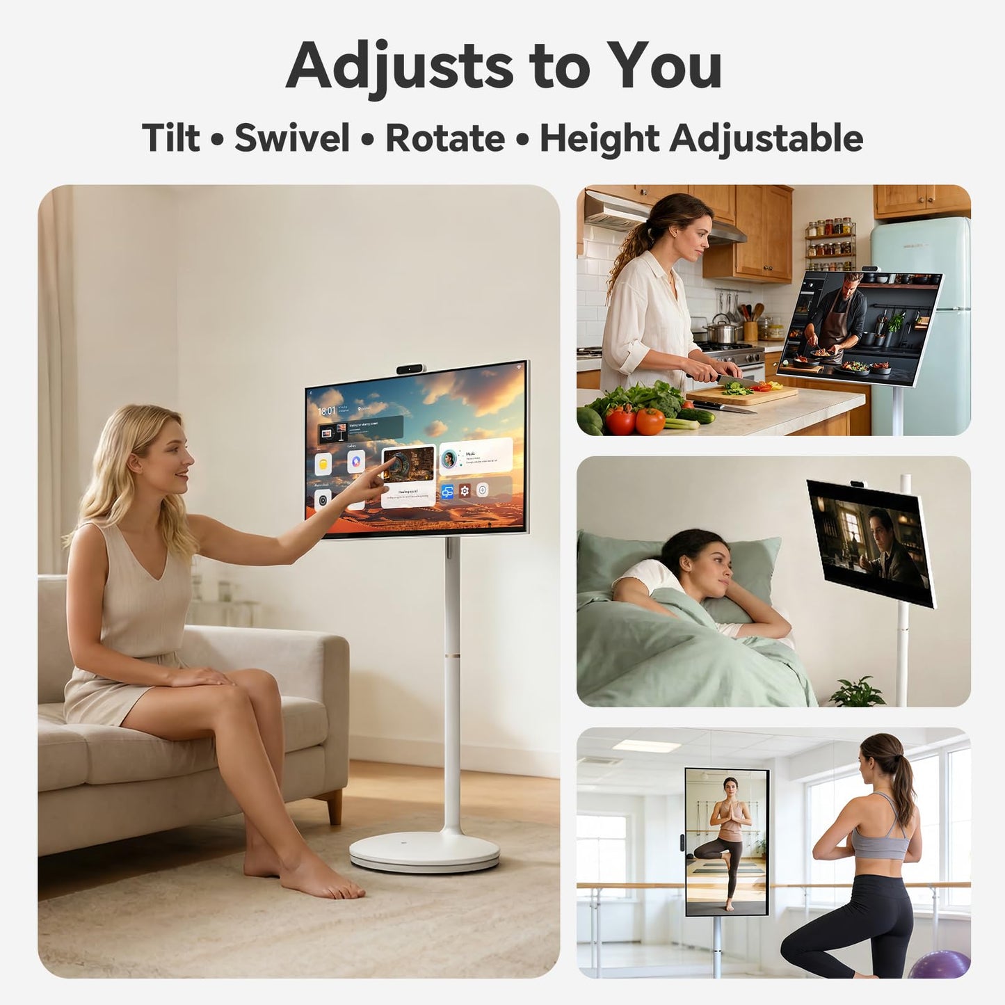 Cugima 27" FHD Smart Portable TV on Wheels