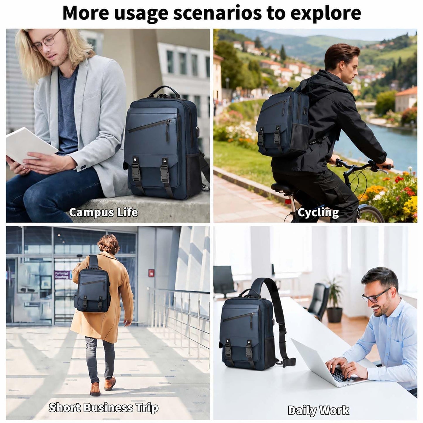 Leaper Anti-Theft Crossbody Sling Bag：one-handed quick-open lock in 3 seconds & hidden zippered pockets for Travel, Work & Daily Commute, DarkGreen