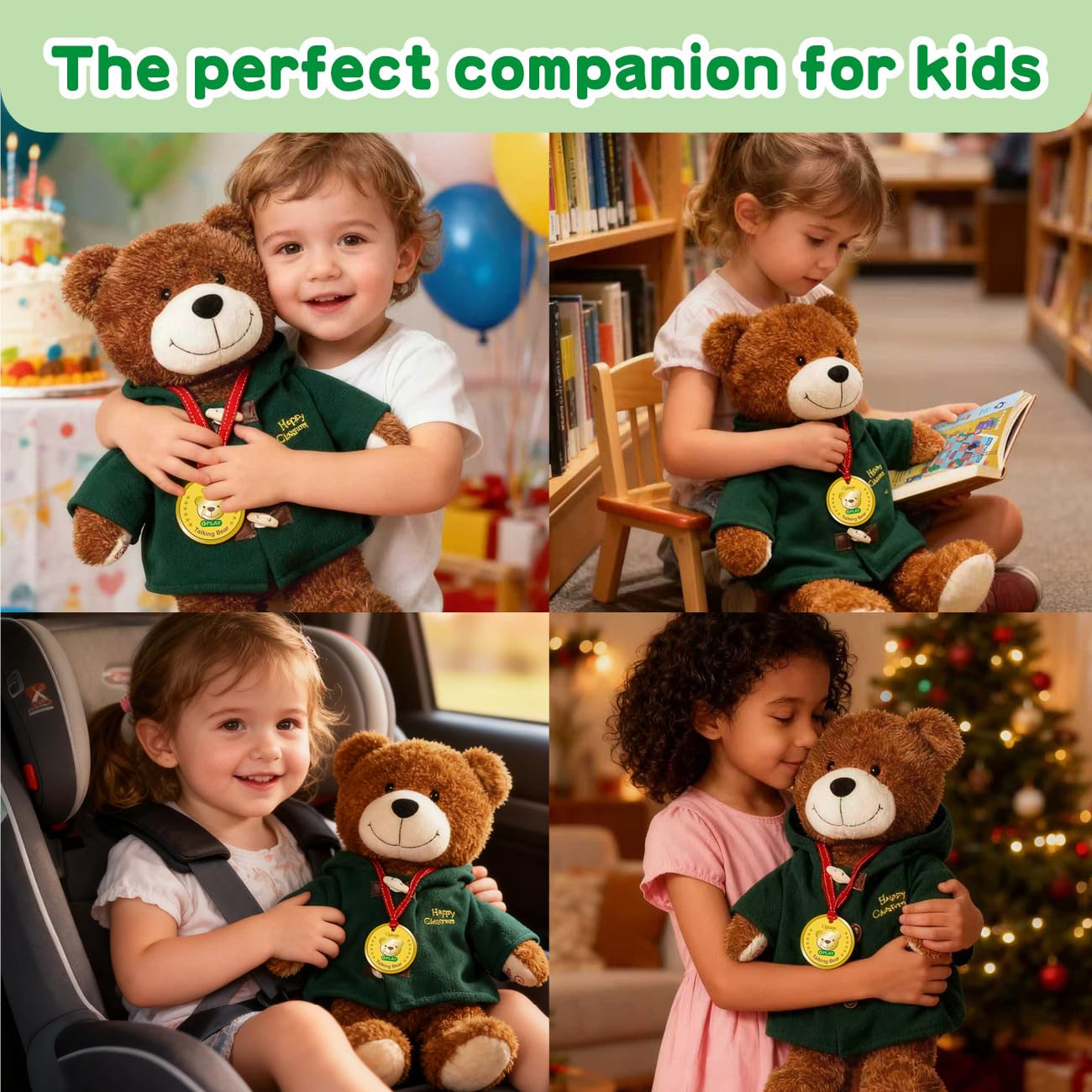 OPHAYA 20'' Techer Bear Talking Teddy Bear Stuffed Animal Plush Interactive Toy, Card-Activated 4 - Language Early Montessori Word Learning, Singing Storytelling Bear Toy for Kids